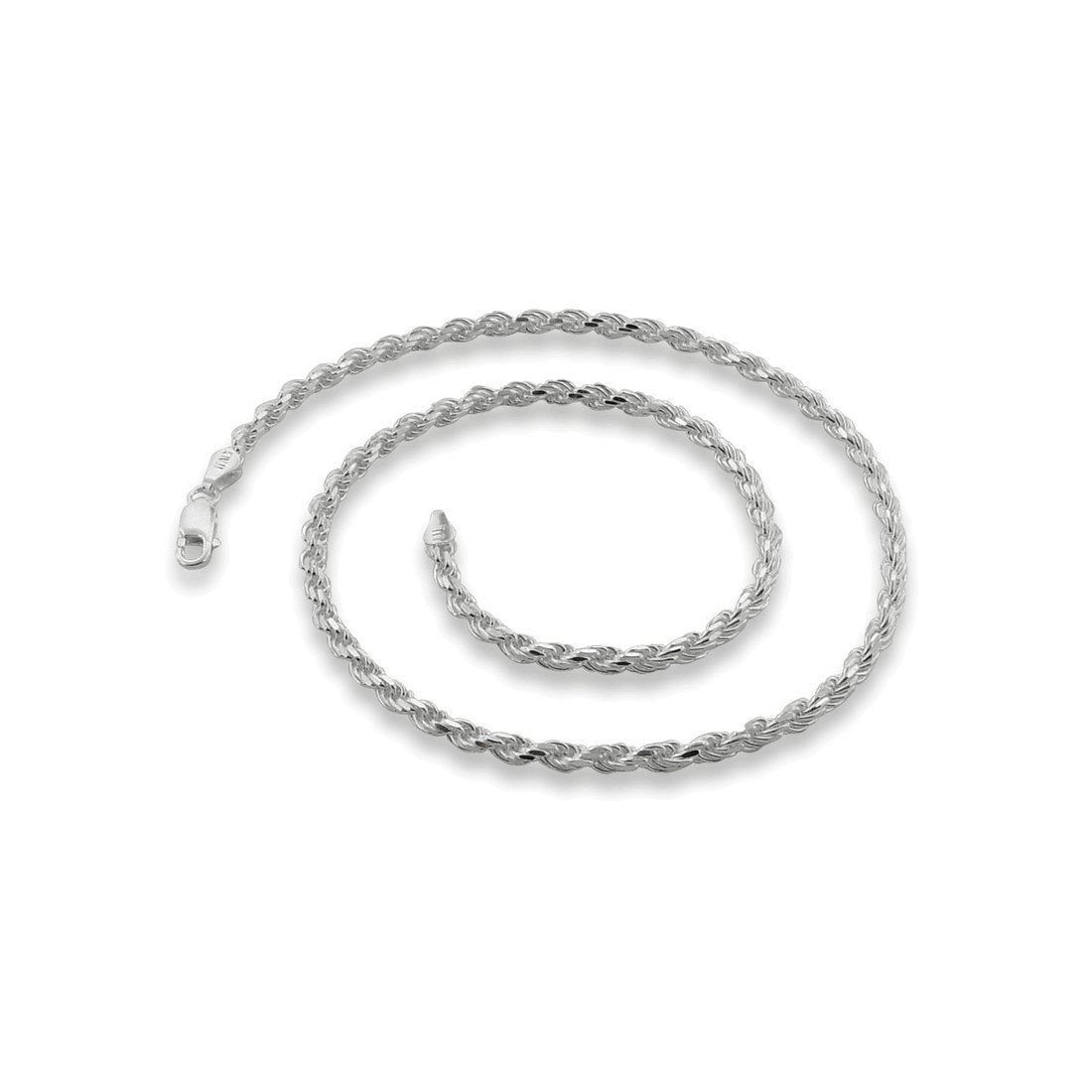 5MM 100 Rope Chain .925 Solid Sterling Silver Sizes 7"-36"