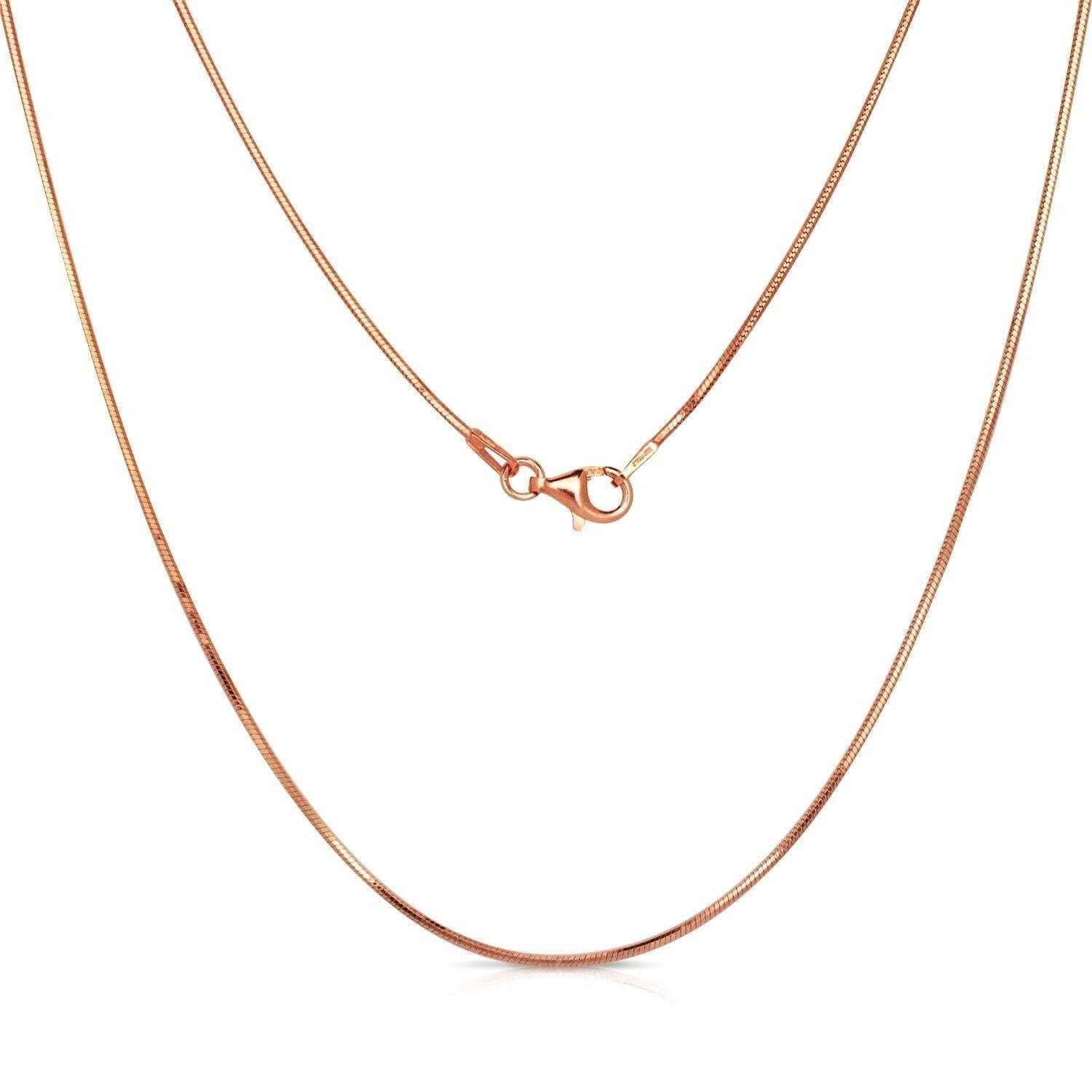 .9MM 015 Rose Gold Snake Chain .925 Sterling Silver Length 16"-22" Inches