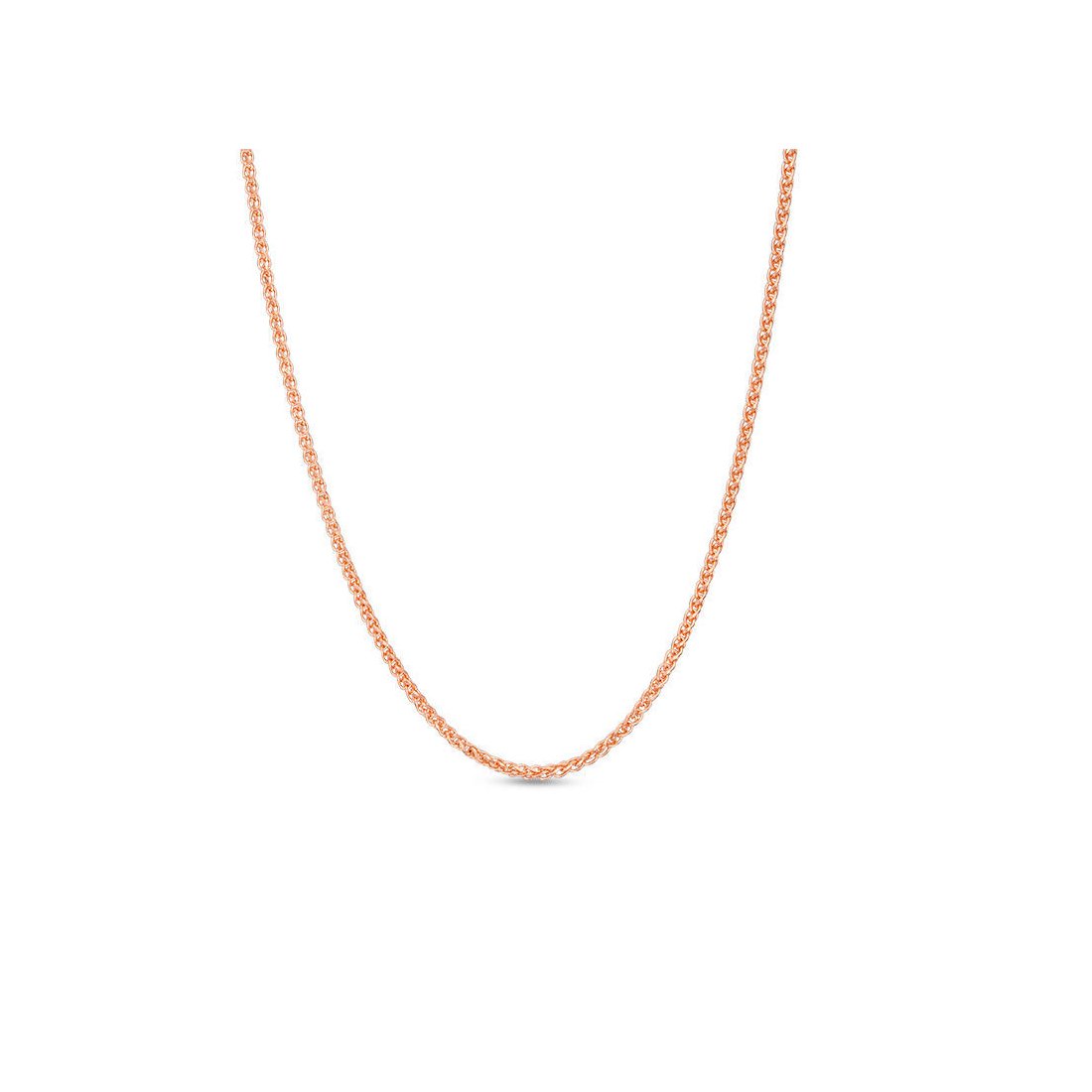1.2MM 030 Rose Gold Wheat/Spiga Chain .925 Sterling Silver Length 7"-24" Inches