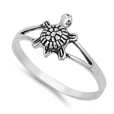 Solid Turtle Ring 925 Sterling Silver
