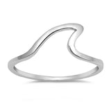 Ocean Wave Band Ring Simple Plain 925 Sterling Silver