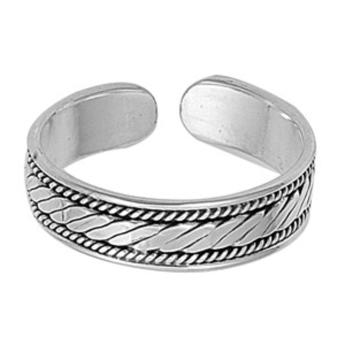 Adjustable Bali Design Silver Toe Ring 925 Sterling Silver (4mm)