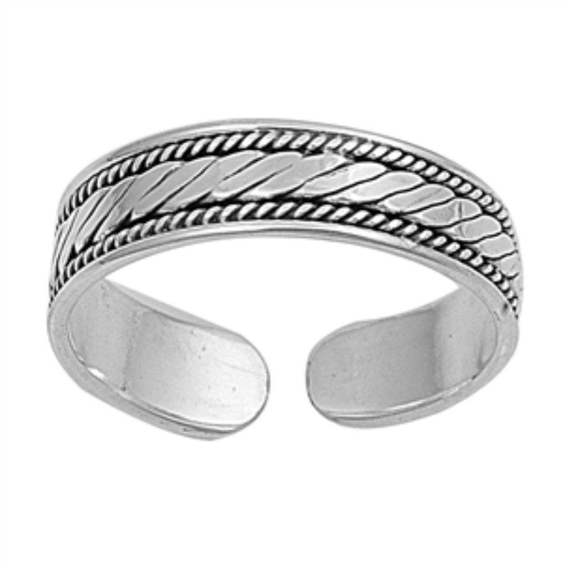 Adjustable Bali Design Silver Toe Ring 925 Sterling Silver (4mm)
