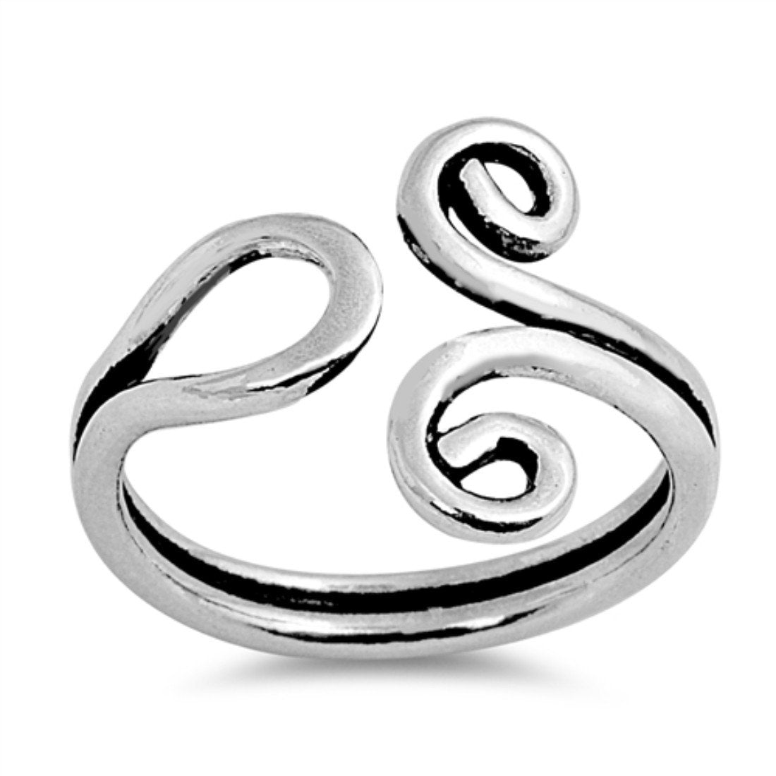 Silver Toe Ring Adjustable Band 925 Sterling Silver (12mm)