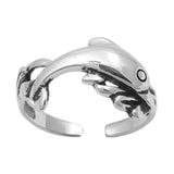 Dolphin Toe Ring Adjustable Band 925 Sterling Silver (9mm)