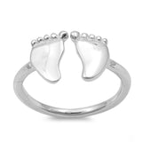 Baby Feet Adjustable Silver Toe Ring Band 925 Sterling Silver (8mm)