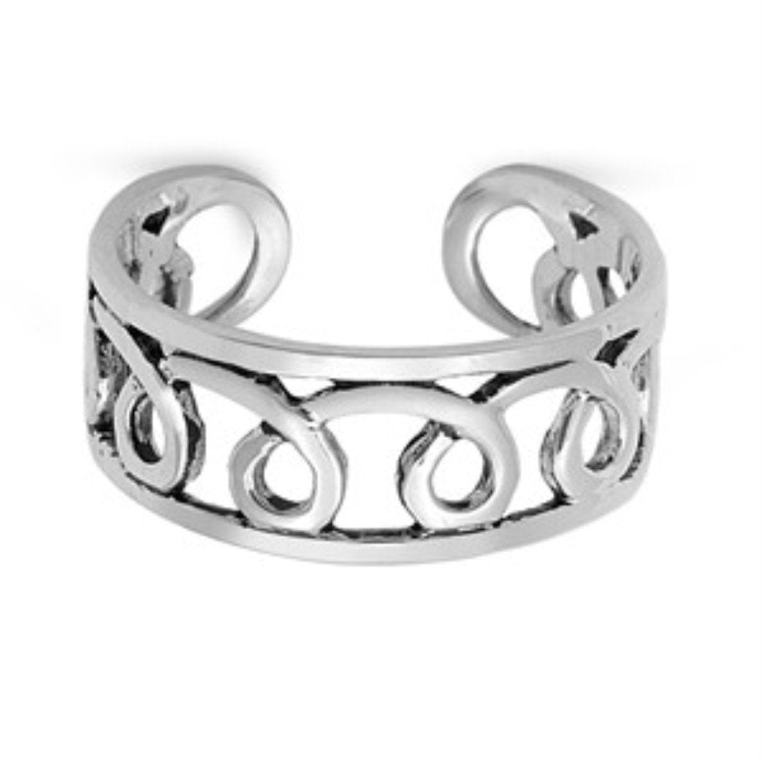 Silver Toe Ring Adjustable Band 925 Sterling Silver (6mm)