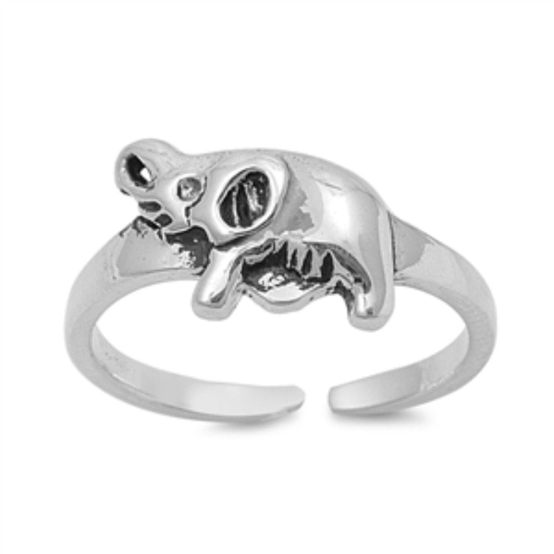Elephant Toe Ring Adjustable Band 925 Sterling Silver (12mm)