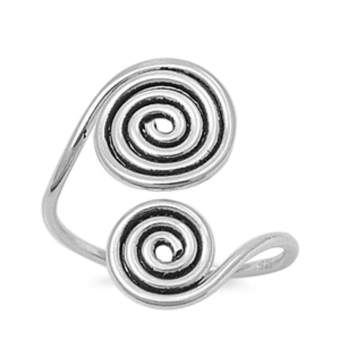Adjustable Spirals Toe Ring Band 925 Sterling Silver (15mm)