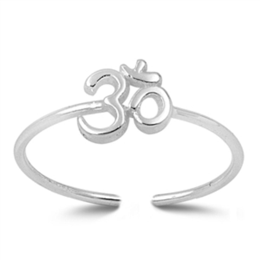 Om Sign Toe Ring Adjustable Band Fashion Jewelry 925 Sterling Silver (8mm)