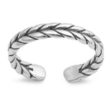 Braid Adjustable Silver Toe Ring Band 925 Sterling Silver (3mm)