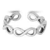 Adjustable Wraparound Infinity  Signs Toe Ring Band 925 Sterling Silver (4mm)