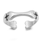 Bones Silver Toe Ring Adjustable Band 925 Sterling Silver (5mm)