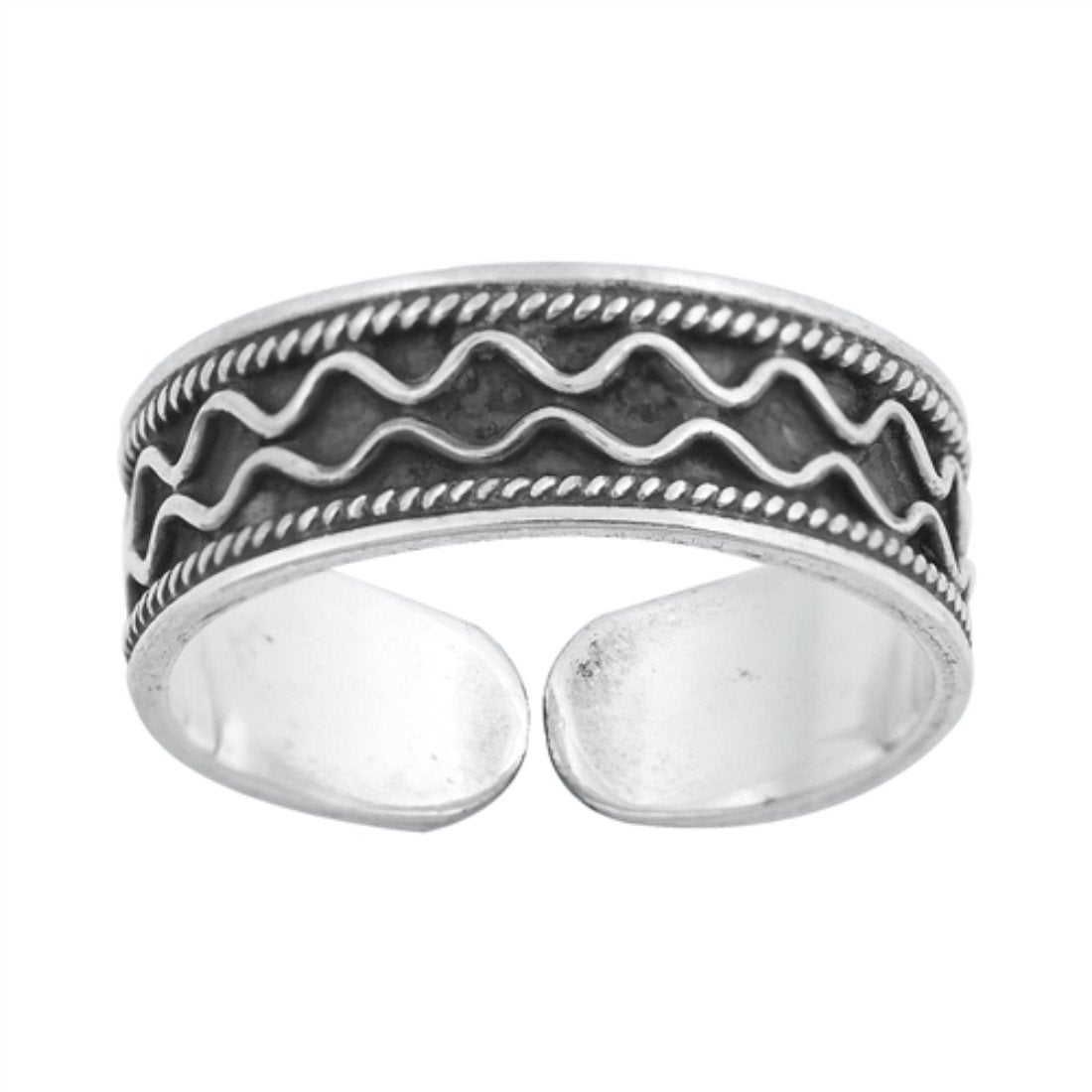 Silver Toe Ring Band Bali Design Adjustable 925 Sterling Silver (5mm)