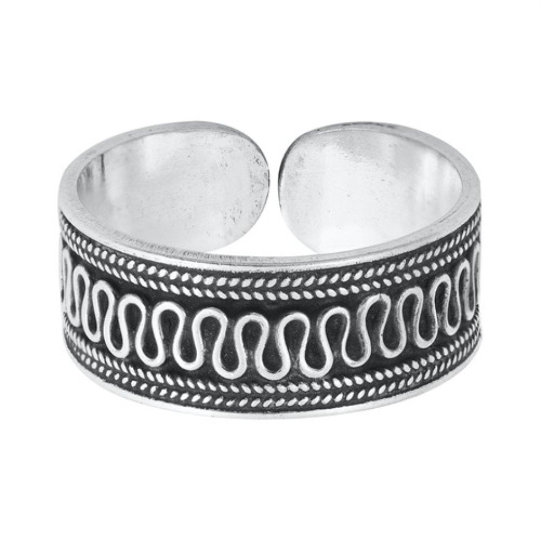 Silver Toe Ring Bali Design Adjustable Band 925 Sterling Silver (6mm)