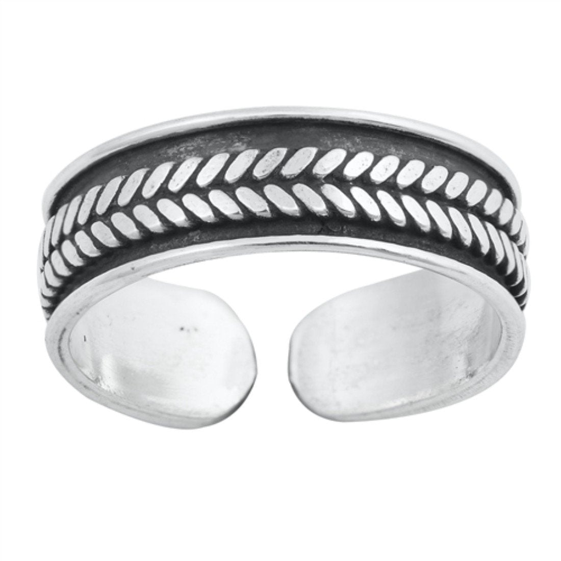 Bali Design Toe Ring Adjustable Band 925 Sterling Silver (5mm)