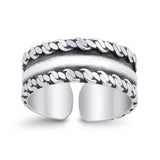 Silver Adjustable Bali Design Toe Ring 925 Sterling Silver For Women (6mm)