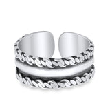 Silver Adjustable Bali Design Toe Ring 925 Sterling Silver For Women (6mm)