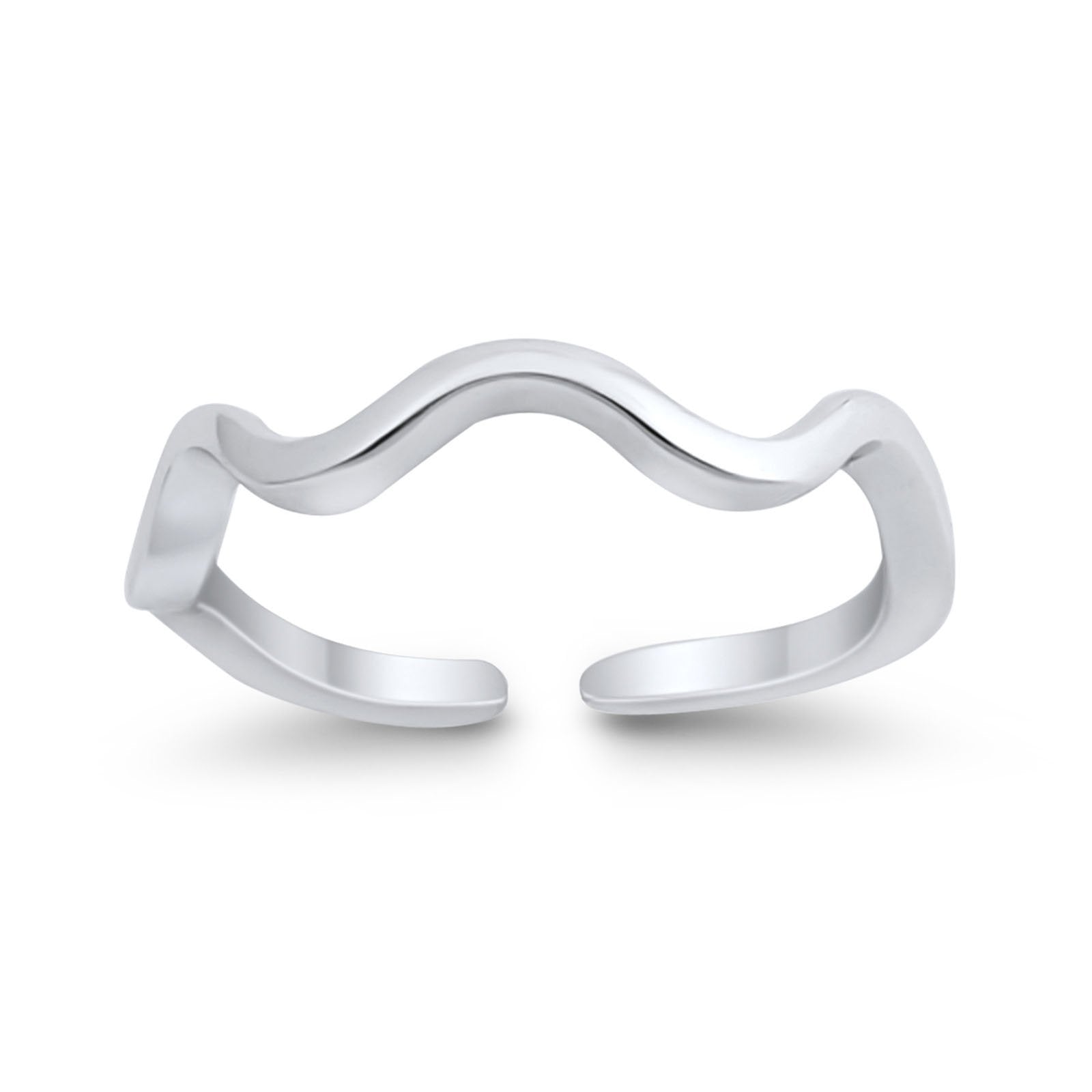 Adjustable Wavy Shape Toe Ring Band 925 Sterling Silver (3mm)