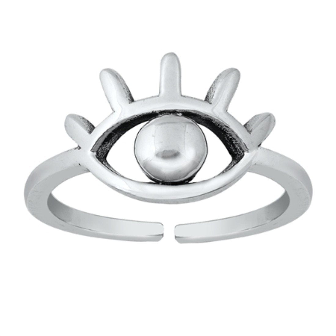 Eye Toe Ring Adjustable Band 925 Sterling Silver (9mm)
