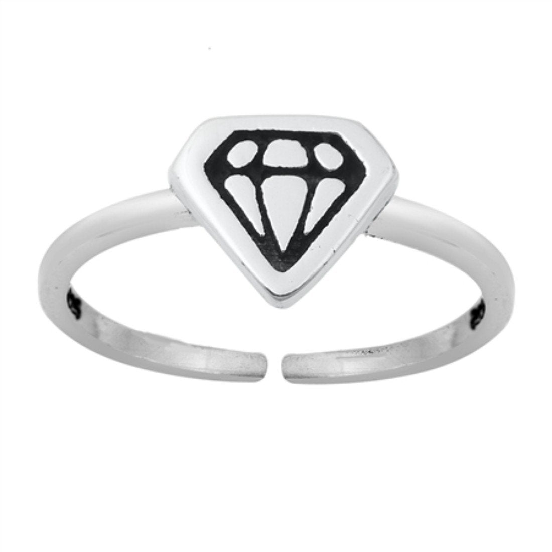 Hammered DC Style Adjustable Toe Ring 925 Sterling Silver (6.5mm)