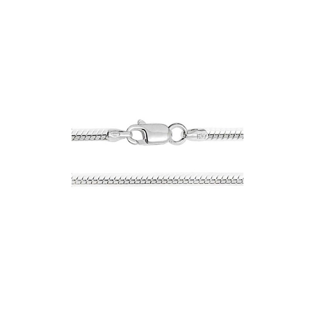 .7MM Rhodium Plated Square Snake Chain .925 Sterling Silver 16"-22"