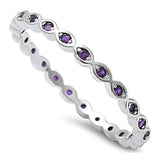 Full Eternity Stackable Ring Simulated Amethyst CZ 925 Sterling Silver