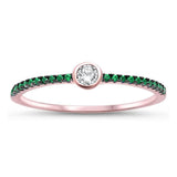 Dainty Solitaire Accent Engagement Ring Bezel Simulated Emerald CZ 925 Sterling Silver