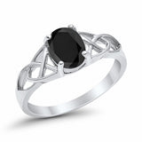 Halo Vintage Style Wedding Ring Simulated Black CZ 925 Sterling Silver