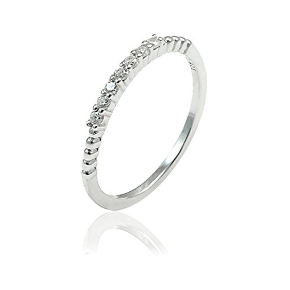 Half Eternity Rings Stackable Wedding Engagement Band Round Simulated CZ 925 Sterling Silver