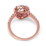 Halo Teardrop Bridal Filigree Ring Rose Tone, Simulated CZ 925 Sterling Silver