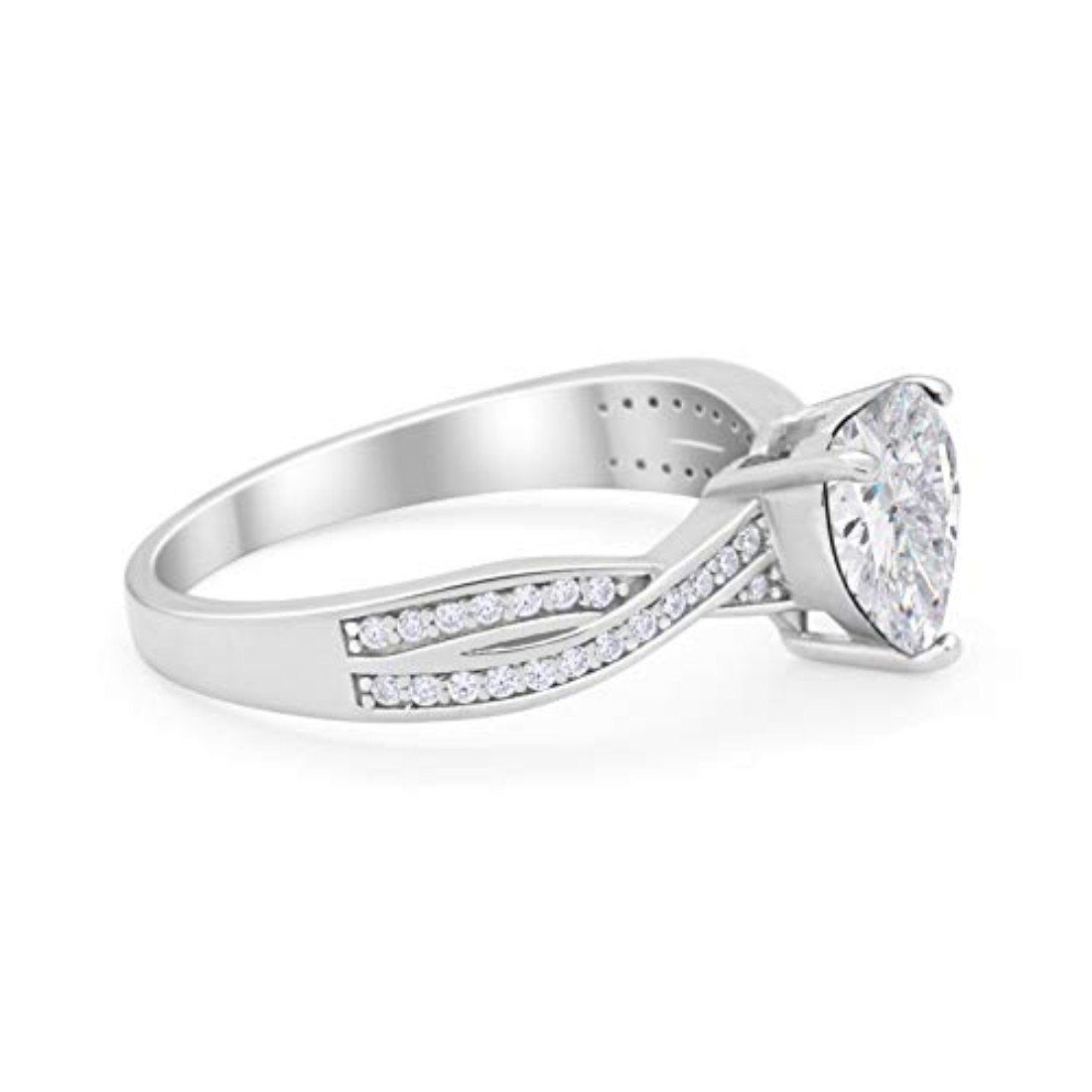 Heart Infinity Shank Promise Ring Simulated Cubic Zirconia 925 Sterling Silver