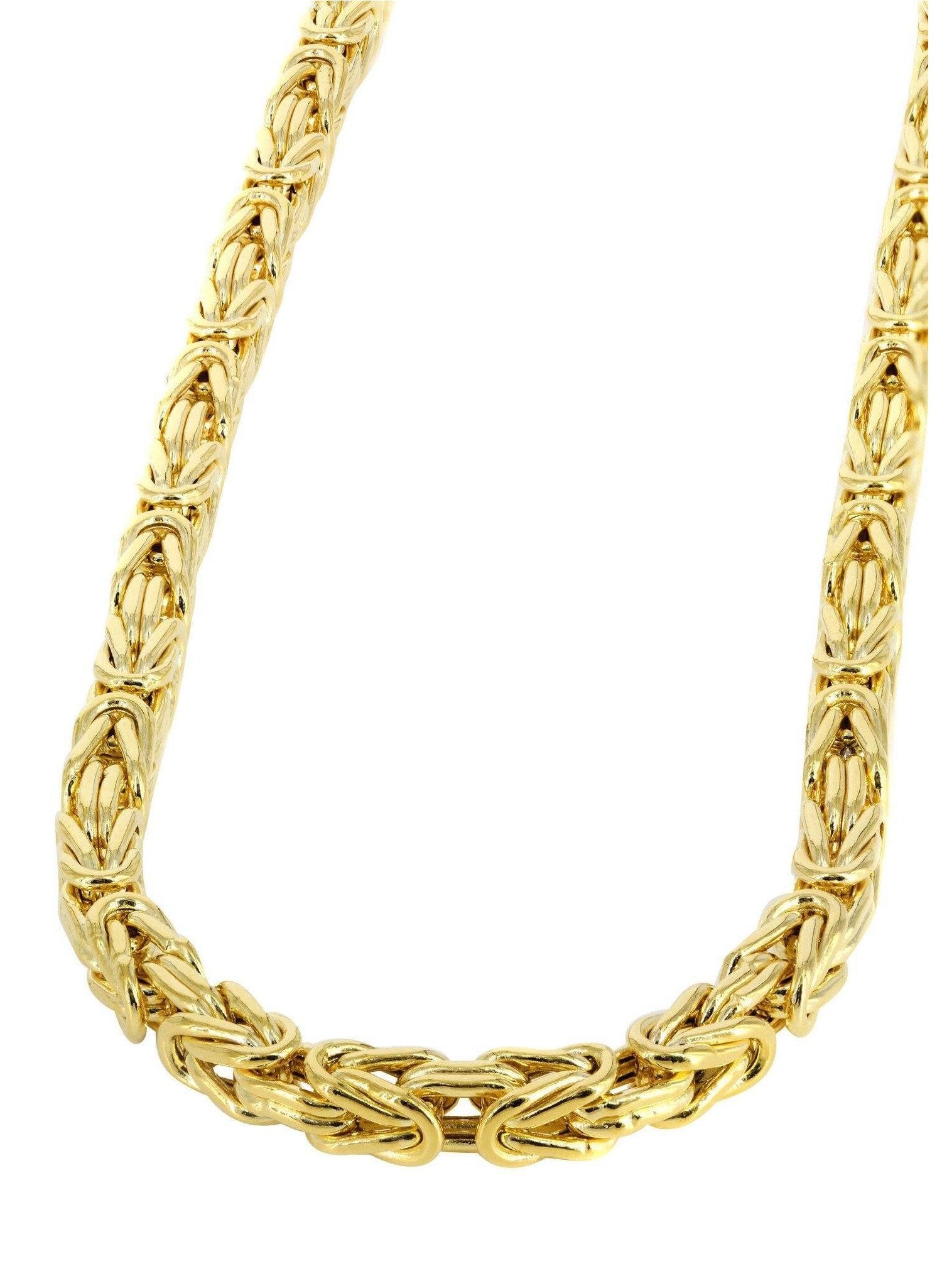 4.5MM 100 Byzantine Chain Yellow Gold .925 Sterling Silver Length 8"-28" Inches
