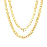 4MM 100 Yellow Gold Curb Chain .925 Sterling Silver 22"-28"