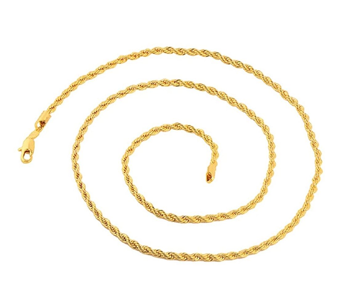 5MM 100 Yellow Gold Rope Chain .925 Sterling Silver Sizes 8"-30"
