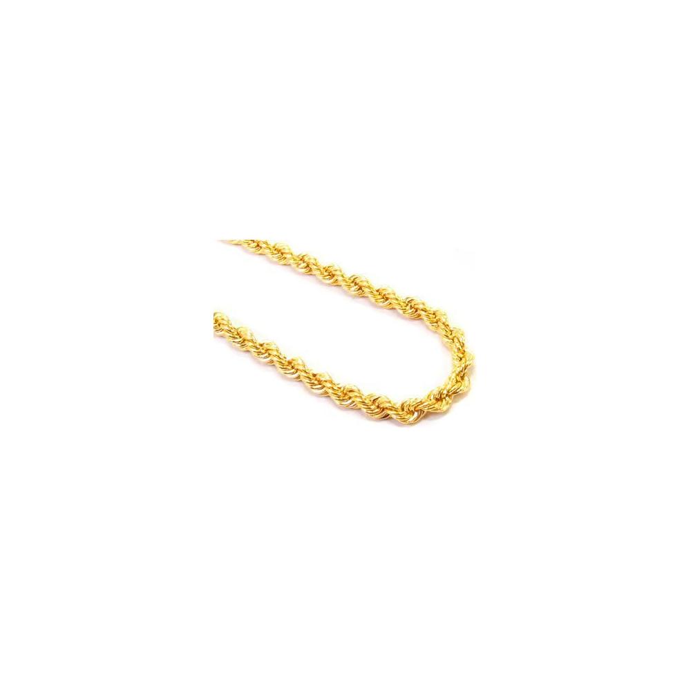 5MM 100 Yellow Gold Rope Chain .925 Sterling Silver Sizes 8"-30"