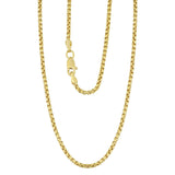 5.1MM 300 Yellow Gold Round Box Chain .925 Sterling Silver 8"-28"