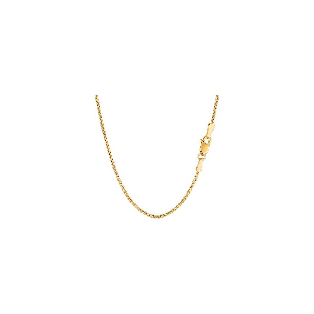 5.1MM 300 Yellow Gold Round Box Chain .925 Sterling Silver 8"-28"