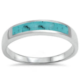 Half Eternity Simulated Turquoise Band CZ Ring 925 Sterling Silver